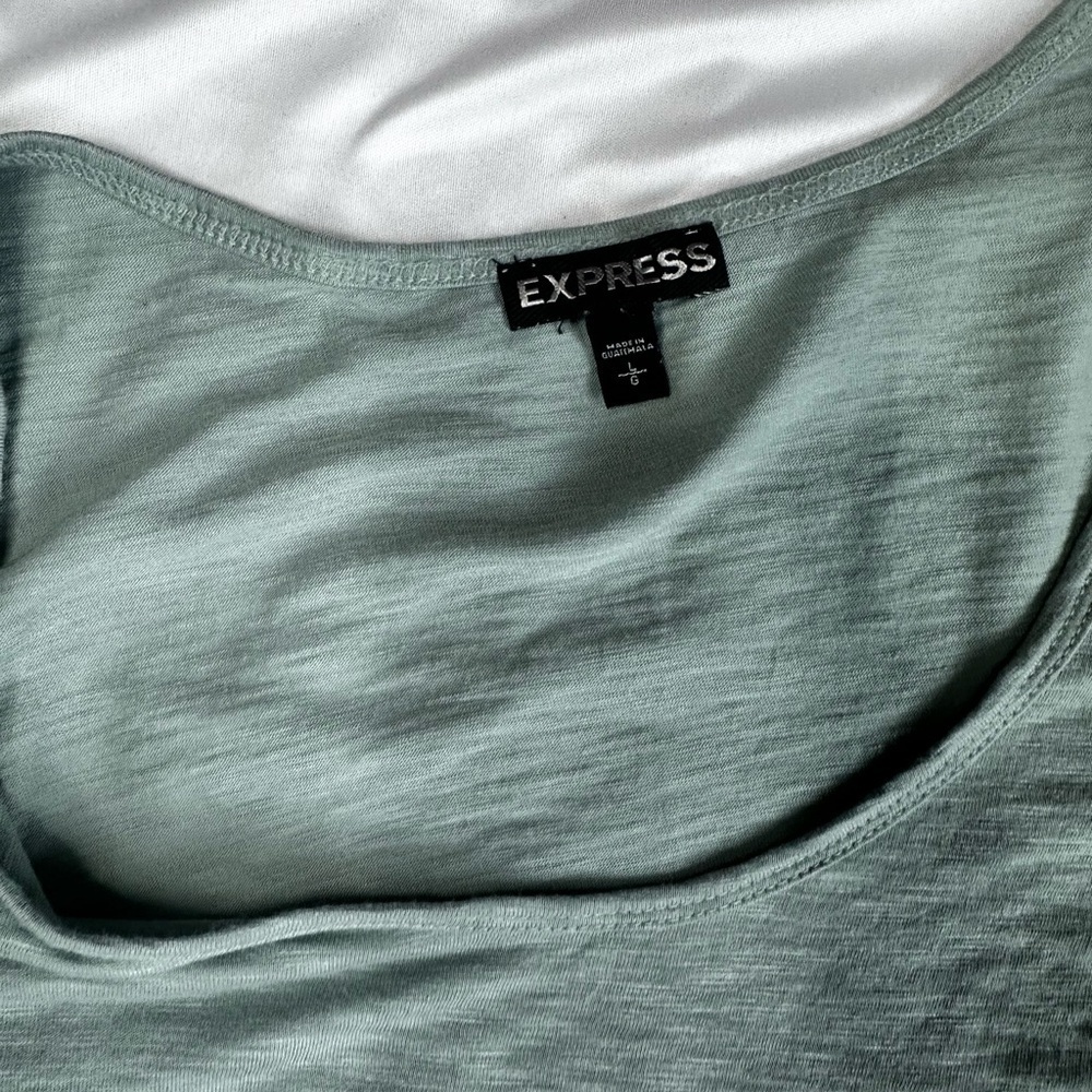 Express Sage Green Blouse with Cutout Sleeves - Picture 7 of 12